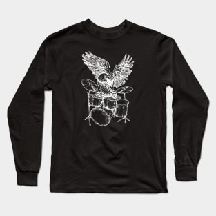 SEEMBO Eagle Playing Drums Musician Drummer Drumming Band Long Sleeve T-Shirt